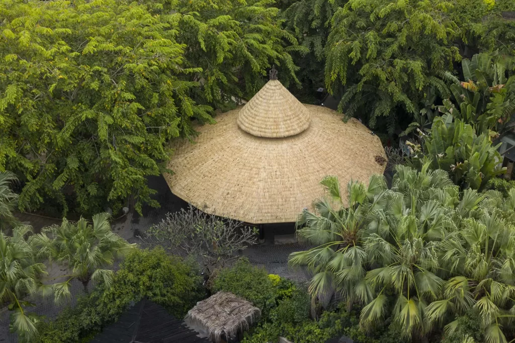 Synthetic thatch roof using Palm Thatch